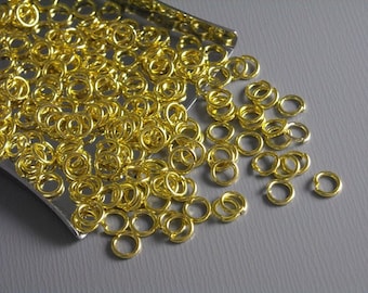 Sturdy Open Cut Gold Jump Rings, Gold Tone Plated, 4mm diameter - 100 pieces