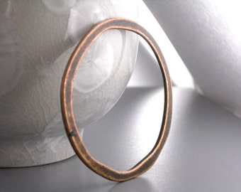 Extra Large Flat Asymmetrical Ring Links, Antique Copper Plated, 53mm - 2 pieces