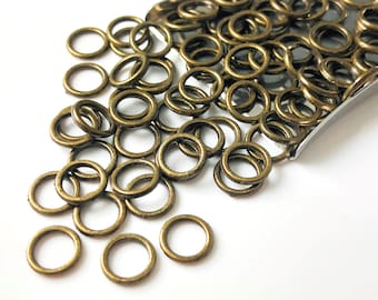 Rough Textured Petite Donut Links, Antique Bronze Plated, 8mm diameter - 50 pieces