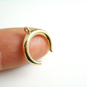 14k Gold Plated Small Crescent Moon Dangle Charms, 15mm - 2 pieces