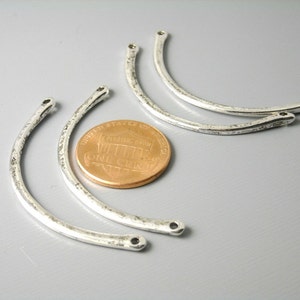Sturdy Pressed Silver Curved Linking Bars, Antique Silver Plated, 47mm long 4 pieces image 2