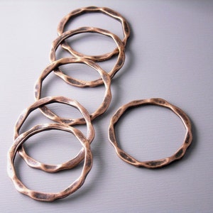 Pressed Circle Links, Antique Copper Plated, 22mm diameter 6 pieces image 1