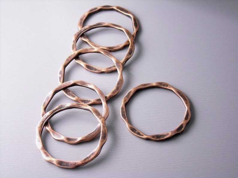 Pressed Circle Links, Antique Copper Plated, 22mm diameter 6 pieces image 1