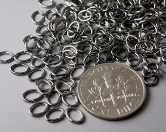 Sturdy Open Cut Oval Jump Rings, Gunmetal Tone Plated, 6mmx4mm, 22 gauge - 50 pieces