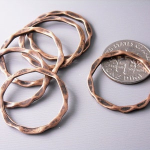 Pressed Circle Links, Antique Copper Plated, 22mm diameter 6 pieces image 3