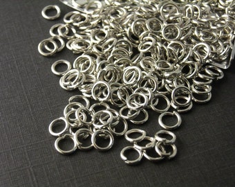 Open Cut Jump Rings, Antique Silver Plated, 4mm diameter, 21 gauge - 100 pieces