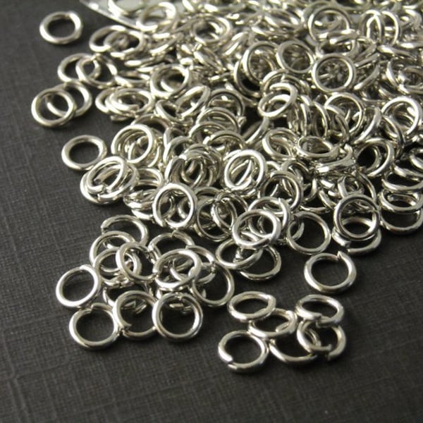 Open Cut Jump Rings, Antique Silver Plated, 4mm diameter, 21 gauge - 100 pieces