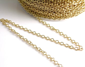 Premium Soldered 14k Gold Cable Link Chain, 14k Gold Plated, 2mmx1.7mm - Choose Your Length