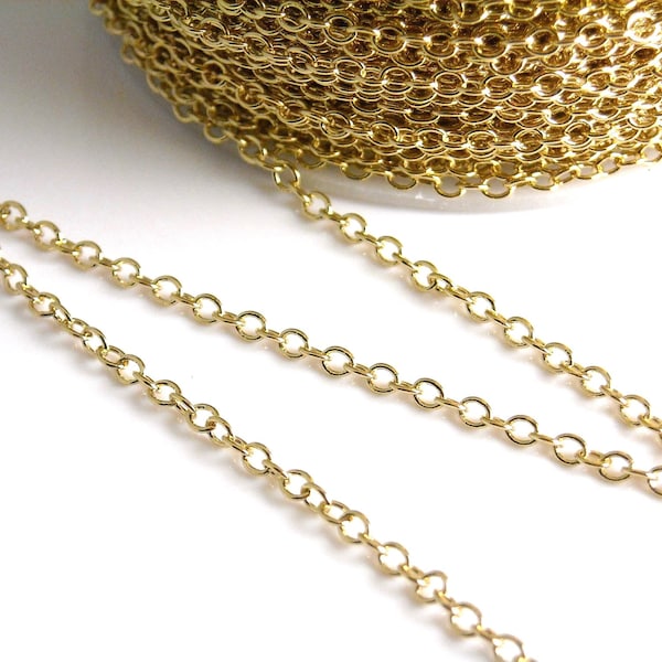 Premium Soldered 14k Gold Cable Link Chain, 14k Gold Plated, 2mmx1.7mm - Choose Your Length