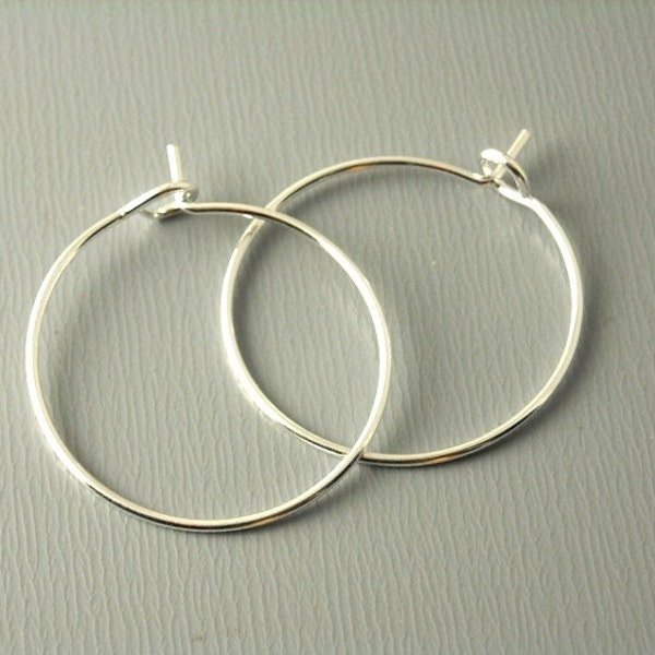 Wineglass Hoop Earrings, Silver Tone Plated, 20mm diameter, 22 gauge wire - 20 pieces