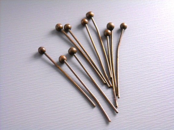 100Pcs Red Copper Ball Head Pins 20mm Wire Head Pins Brass 24 Gauge