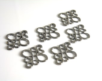 Flat Filigree Infinity Link Charms, Gunmetal Tone Plated, 22mmx18mm - 10 pieces