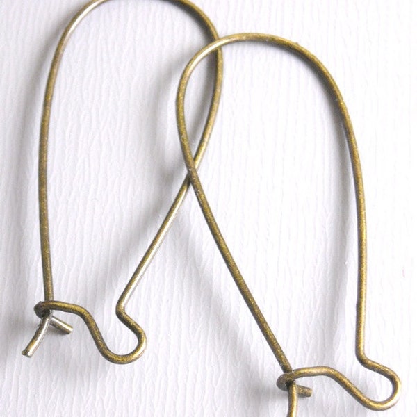 Large Kidney Hoops, Antique Bronze Plated, 33mmx14mm - 30 pieces