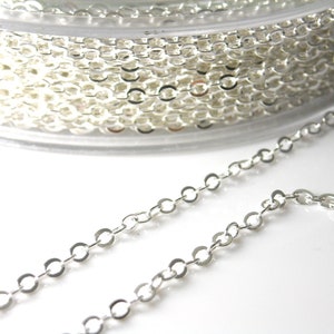 Silver Plated Cable Link Chain: 45 ft Spool, 2.5mmx2mm
