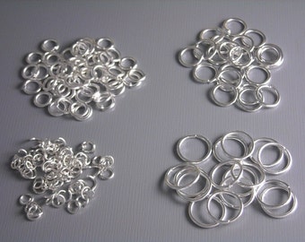 Open Cut Jump Ring Assortment, Silver Tone Plated - 100 pcs (4mm, 6mm and 10mm rings)