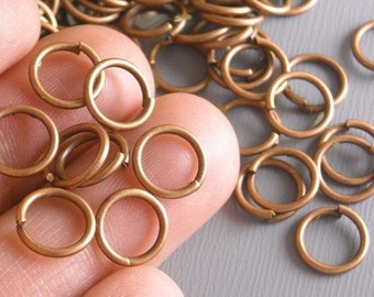 Thick Open Cut Jump Rings, Antique Copper Plated, 8mm diameter, 21 gauge - 50 pieces