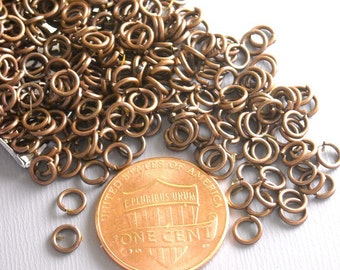 Thick Open Cut Jump Rings, Antique Copper Plated, 4mm diameter, 20 gauge - 100 pieces