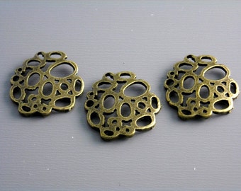 Convex Bubble Cutout Charms, Antique Bronze Plated, 16mm diameter - 6 pieces