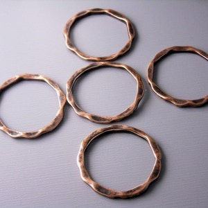 Pressed Circle Links, Antique Copper Plated, 22mm diameter 6 pieces image 2