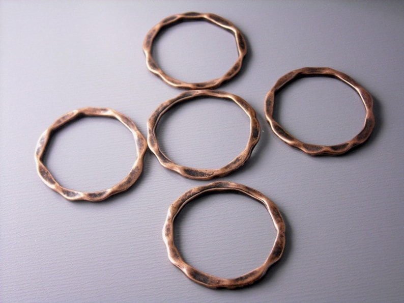 Pressed Circle Links, Antique Copper Plated, 22mm diameter 6 pieces image 2