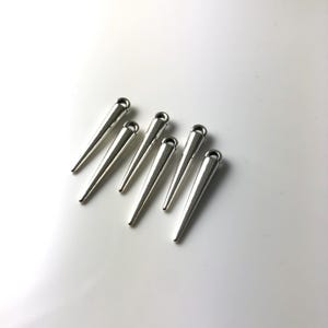Antique Silver 3D Mini Spike Dangle Charms, 22mm x 3mm - 6 pieces