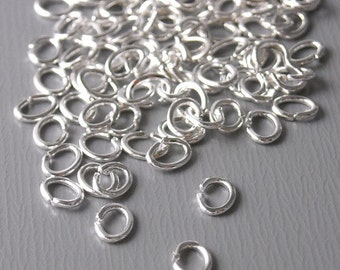 Sturdy Open Cut Oval Jump Rings, Silver Tone Plated, 4mmx3mm, 22 gauge - 100 pieces