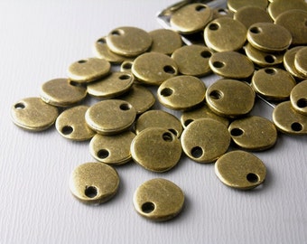 Bronze Mini Coin Charms, Antique Bronze Plated, 8mm diameter - 10 pieces