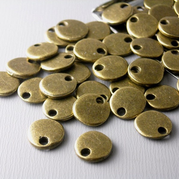 Bronze Mini Coin Charms, Antique Bronze Plated, 8mm diameter - 10 pieces