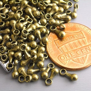 Small Chain End Terminator Dangles, Antique Bronze Plated, 5mm long - 40 pieces