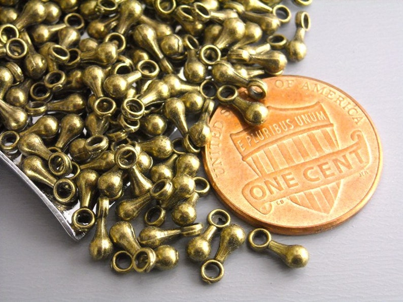 Small Chain End Terminator Dangles, Antique Bronze Plated, 5mm long - 40 pieces