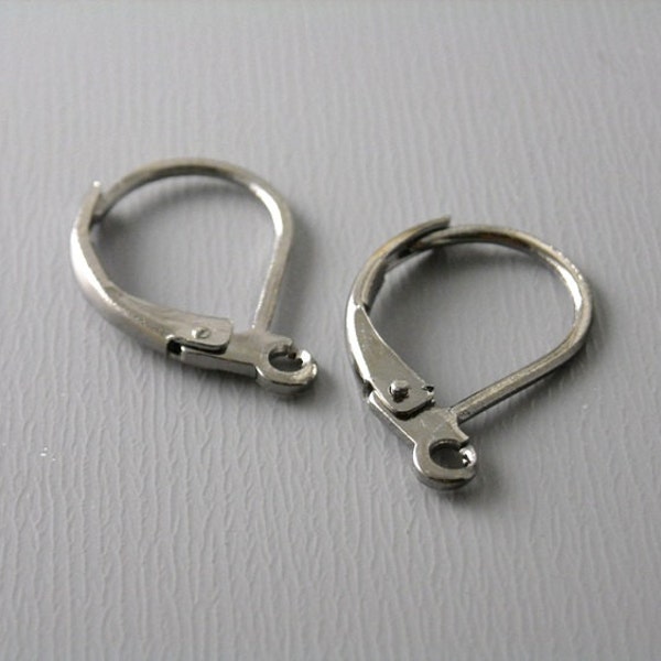 Leverback Hoop Earrings, Gunmetal Plated, 15mmx11mm - 20 pieces