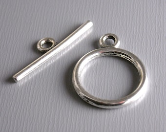 Sturdy T-Bar Clasps, Antique Silver Plated, 15mm Toggle/ 21mm Bar - 10 sets (20 pcs)