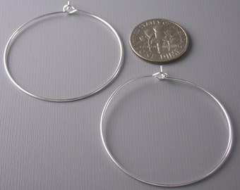 Wineglass Hoop Earrings, Silver Tone Plated, 35mm, 24 gauge - 20 pieces