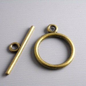 Sturdy T-Bar Clasps, Antique Bronze Plated, 15mm Toggle/ 21mm Bar 10 sets 20 pcs image 1