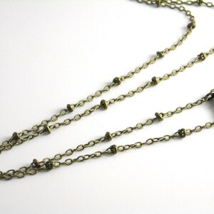 Satellite Chain Necklace, Antique Brass Plated - Personalized Length