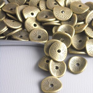 Textured Potato Chip Spacers, Antique Bronze Plated, 9mm rounds - 20 pieces