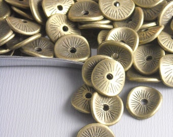 Textured Potato Chip Spacers, Antique Bronze Plated, 9mm diameter - 20 pieces