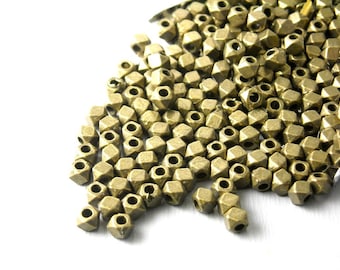 Hexagon Shaped Brass Spacer Beads, Antique Bronze Plated, 3mm - 30 pieces