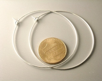 Large Wineglass Hoop Earrings, Silver Tone Plated, 45mm diameter, 24 gauge wire - 20 pieces
