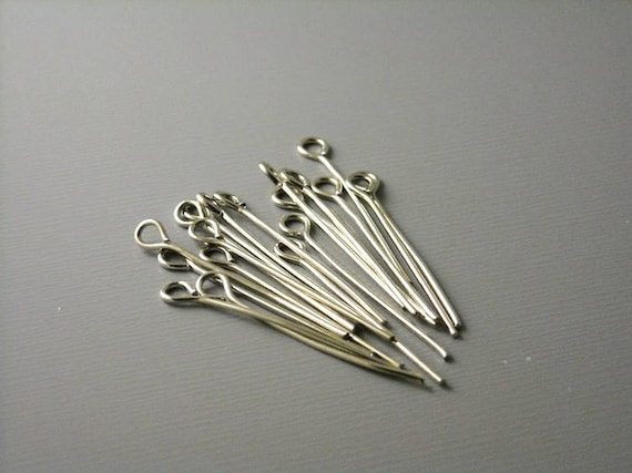 EYEPIN-PT-24MM 21 guage 24mm long 0.94 inches - 100 pcs ANTIQUE Silver Plated Eyepins