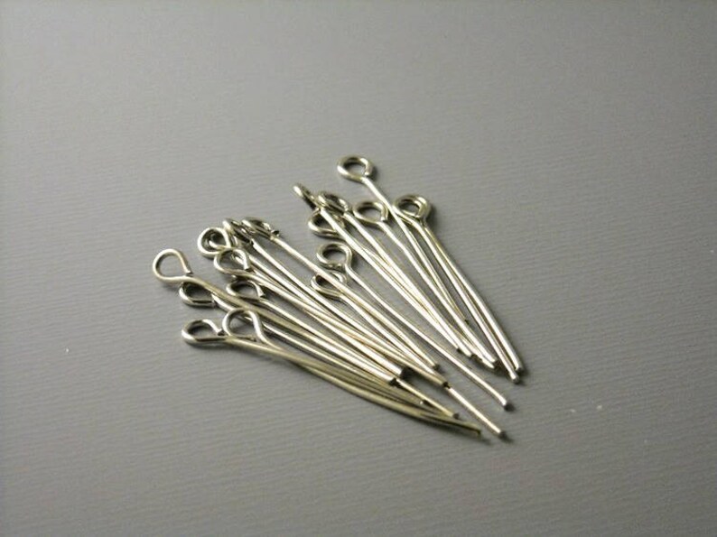 EYEPIN-PT-24MM 21 guage 24mm long 0.94 inches - 100 pcs ANTIQUE Silver Plated Eyepins