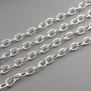 Silver Plated Cable Chain, Soldered Links, 4mm x 3mm - 10 Feet