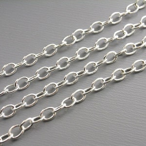 Premium Soldered Oval Cable Link Chain, Silver Tone Plated, 4mmx3mm 10 Feet image 2