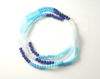 Faceted Frosted Glass Rondelles, Blue Beads Assortment, 3mmx2.5mm - 1 Full Strand (180 beads)