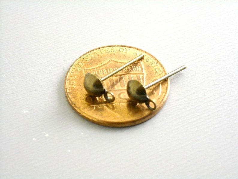 Earrings Stud / Post Half Dome Dark Antique Bronze Etsy