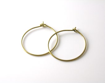 Raw Brass Wineglass Hoop Earrings, Raw Brass, 20mm diameter - 20 pcs