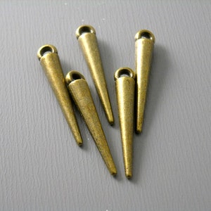 Antique Bronze 3D Mini Spike Dangles, 22mm x 3mm - 6 pieces