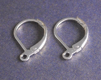 Leverback Hoop Earrings, Silver Tone Plated, 15mmx11mm - 20 pieces