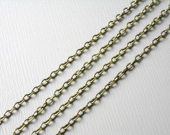 Premium Soldered Flat Cable Link Chain, Antiqued Brass, 2mmx1.5mm - 10 feet