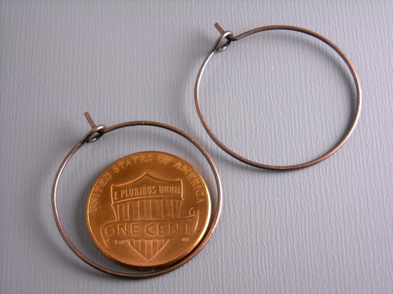 Wineglass Hoop Earrings, Antique Copper Plated, 25mm diameter, 22 gauge wire 20 pieces image 2